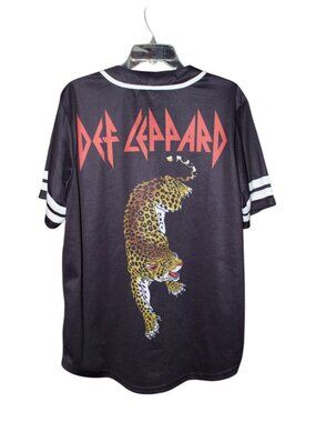 Def Leppard Baseball Jersey NWOT Button Down XL Black, Red